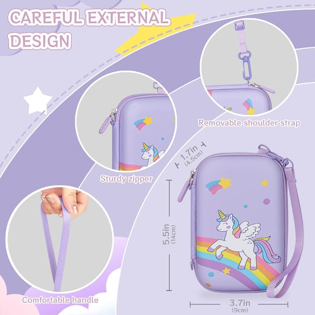 Detalle de Leayjeen Kids Smart Phone Bag (Bag Only) Purple – EVA protective carry case with strap and handle