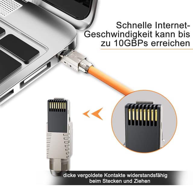 Detalle de FGB 10 Gbps RJ45 CAT7 Netzwerkstecker (LSA) geschirmt, werkzeuglos – 4 Stück