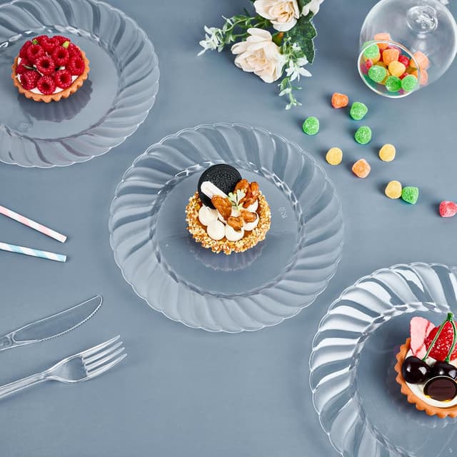 Thumbnail 6 de FOCUSLINE 100-Count Clear Heavy-Duty Plastic Dinner Plates (9 Inch)