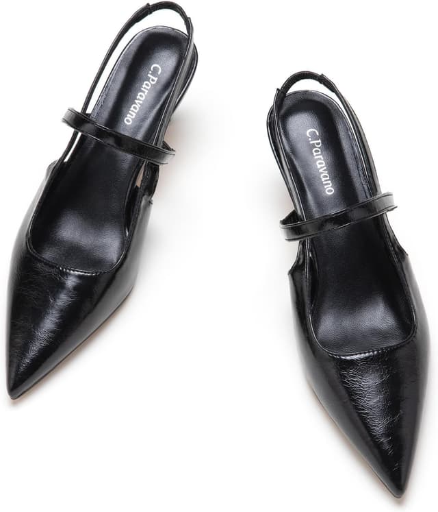 Detalle de C.Paravano Women’s Slingback Flats with Pointed Toe & 2.5" Kitten Heels