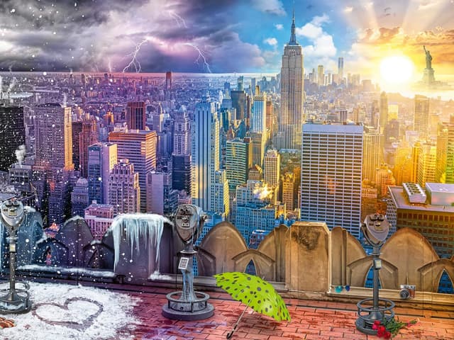 Detalle de Ravensburger New York Summer and Winter 1500 Piece Jigsaw Puzzle (80 x 60cm) – Age 12+
