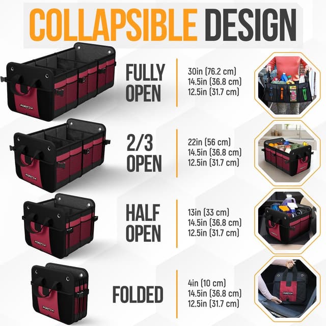Thumbnail 6 de FORTEM Car Boot Organiser (90L) – SUV boot tidy with collapsible, multi-compartment storage