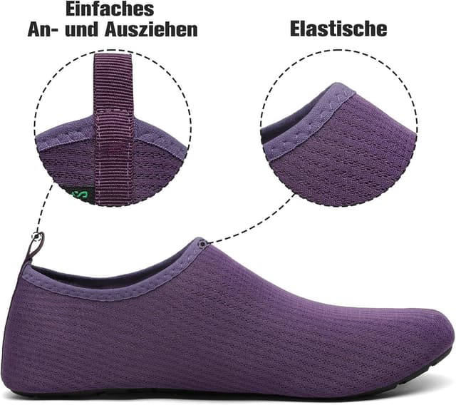 Detalle de SAGUARO Chaussures aquatiques homme/femme, sans lacets, semelle antidérapante (GR. 36–47 EU)