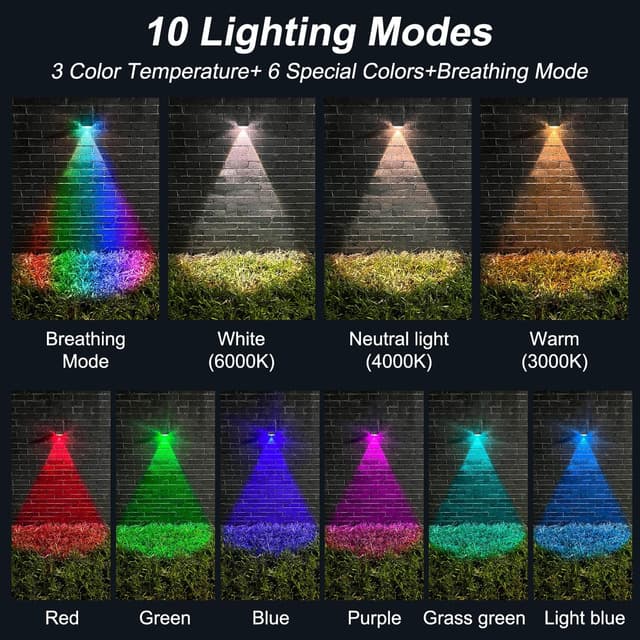 Detalle de ELLASAY Solar Fence Lights Outdoor Garden (6-pack) with 10 Colour Modes, IP65 Waterproof