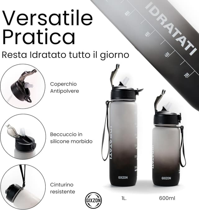 Detalle 2 de GIXZON borraccia motivazionale 600 ml in Tritan