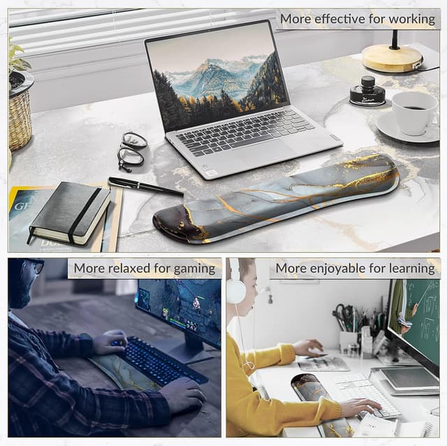 Thumbnail 6 de Gimars 44 cm Handballenauflage für Tastatur mit Gelkissen/Memory-Foam (ergonomischer Wrist Rest) – Grau Golden