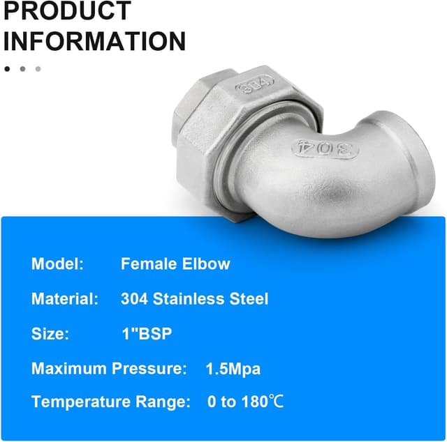 Detalle 2 de ERGAOBOY 304 Edelstahl 90° Ellenbogen 1 Zoll