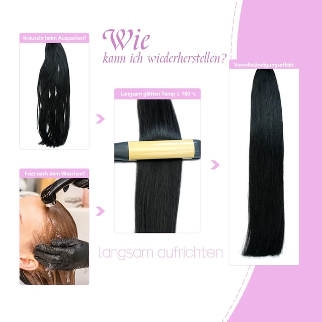 Thumbnail 3 de LieblichWelle Tape Extensions Echthaar Tiefschwarz 60cm
