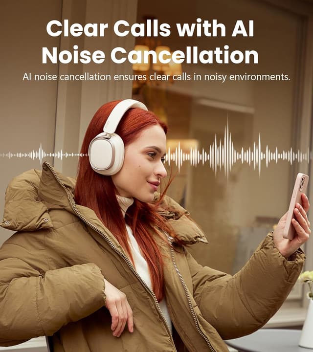 Detalle de Edifier ES850NB Wireless Hybrid ANC Headphones (LDAC, up to 92H battery, AI calls) – Ivory