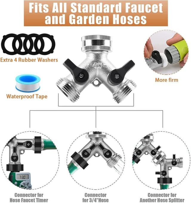 Detalle 1 de TUIBEIDAMAI 2-Wege-Wasserverteiler 3/4 Zoll Adapter