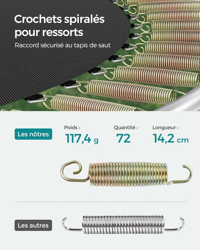 Detalle de Trampoline extérieur enfant SONGMICS diamètre 366 cm : filet de protection, coussins de sécurité et échelle