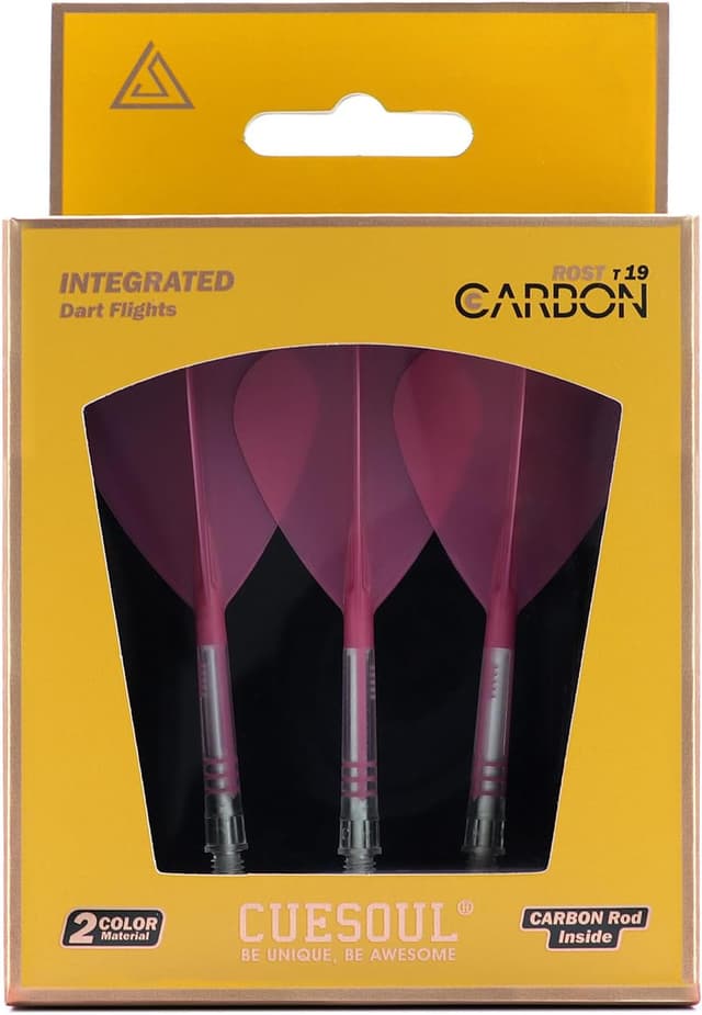 Detalle de CUESOUL Rost T19 en carbone (tige + vols intégrés) forme cerf-volant, lot de 3