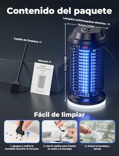 Thumbnail 8 de YISSVIC Lámpara antimosquitos eléctrica 4200V + 15W UV 365 nm IPX4 (interior y exterior)