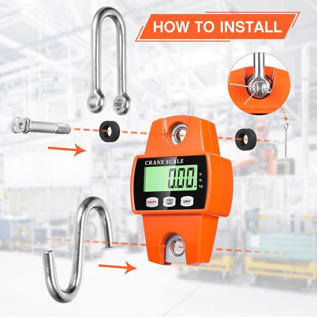 Thumbnail 6 de Balance suspendue numérique Drcowu 300 kg à crochet électrique (orange)