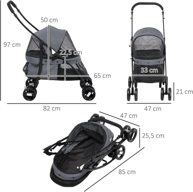 Detalle de PawHut Carrito para Perros plegable 10 kg