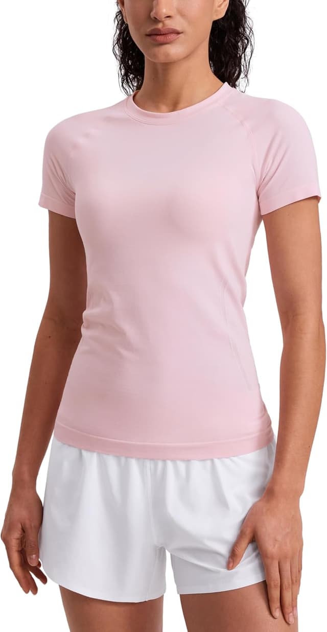Detalle 2 de CRZ YOGA Women’s Seamless Sports T-Shirt (short sleeve) for gym, running, yoga & everyday wear