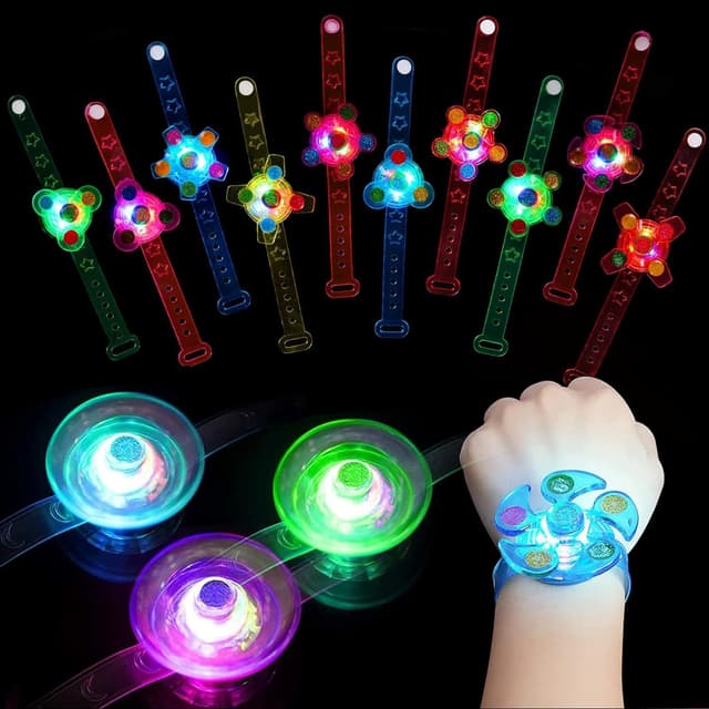 Detalle de Piucrty Leuchtarmband Kinder Spinner LED, 14er-Set für Geburtstage & Neon-Partys