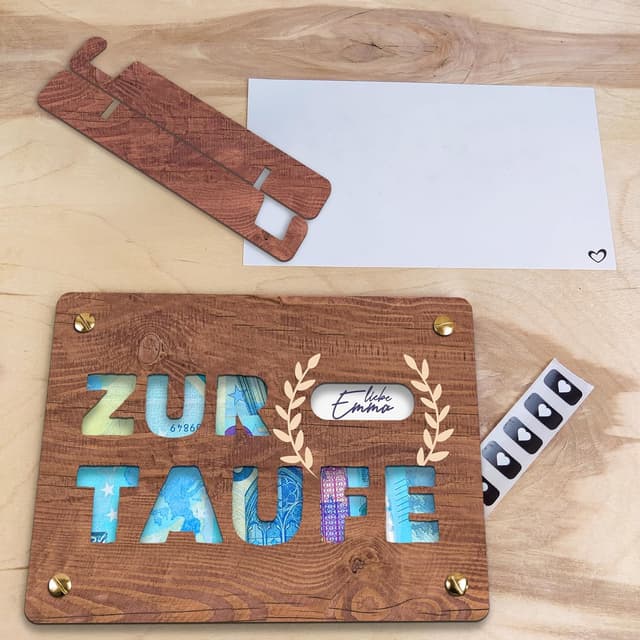 Thumbnail 5 de XL Geldkarte aus Holz zur Taufe 20x15 cm