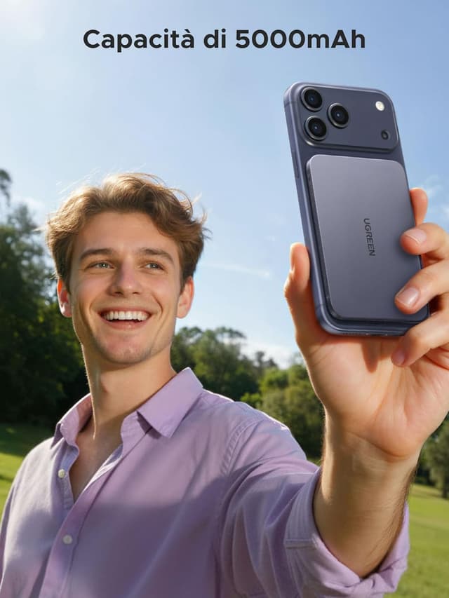 Detalle 2 de UGREEN MagFlow Air Qi2 15W — power bank esterno ultrasottile 5.000 mAh con MagSafe e ricarica USB‑C PD 20W