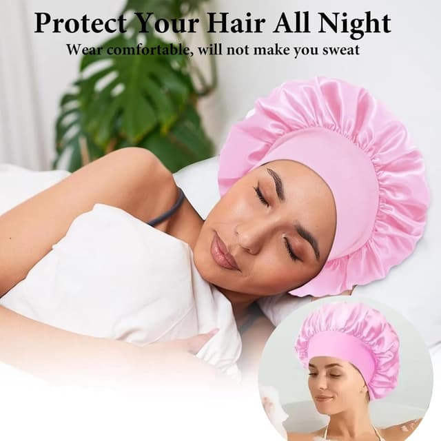 Detalle 2 de Phieeseriy Seidenhaube Satin Schlafmütze, 30 cm