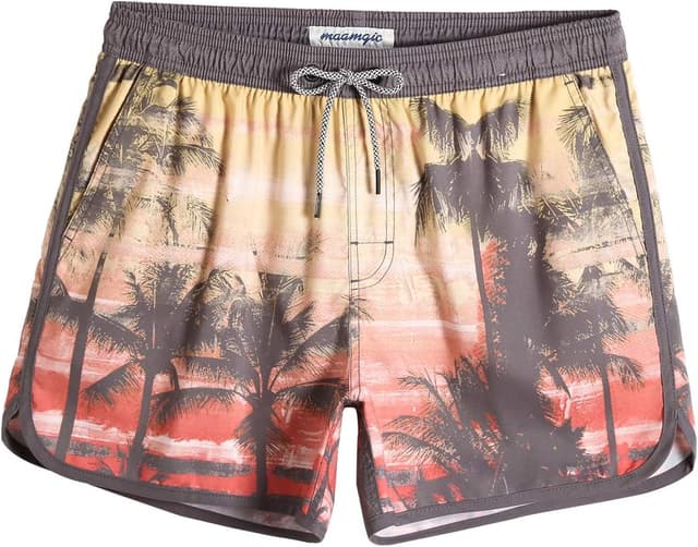 Detalle de MaaMgic Men’s 5" Vintage Swim Shorts (70s/80s/90s style) with quick-dry liner