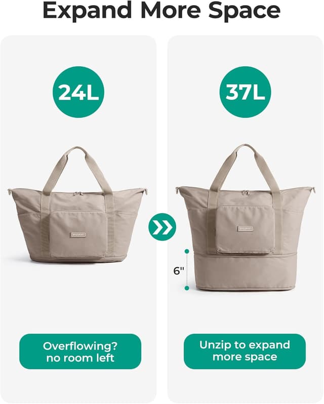 Detalle 2 de BAGSMART faltbare Reisetasche 37 L Schwarz