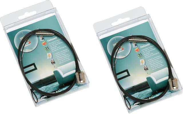 Detalle de Walther Design Photo Corde Argent 1,5 m en métal Double Pack (MD150SD) avec 10 aimants