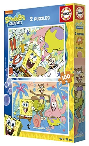 Detalle 2 de Educa Bob Esponja 2x100 Puzzles 🧩 Diversión Doble para Niños de 6+