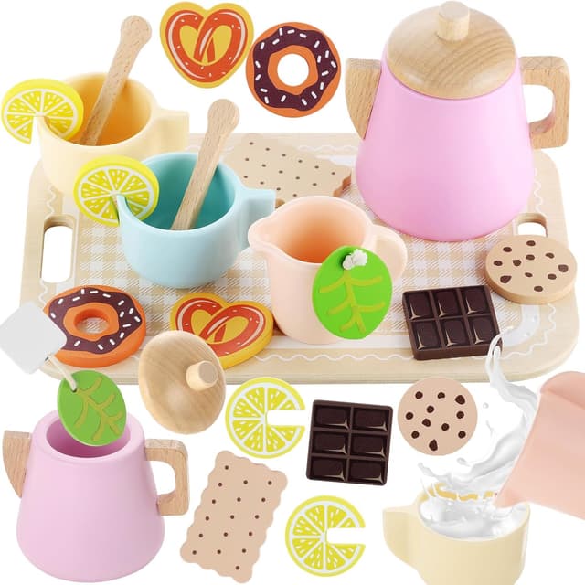 Imagen de GAGAKU Montessori wooden tea set for 3-year-olds 🍵 en OfertitasTOP