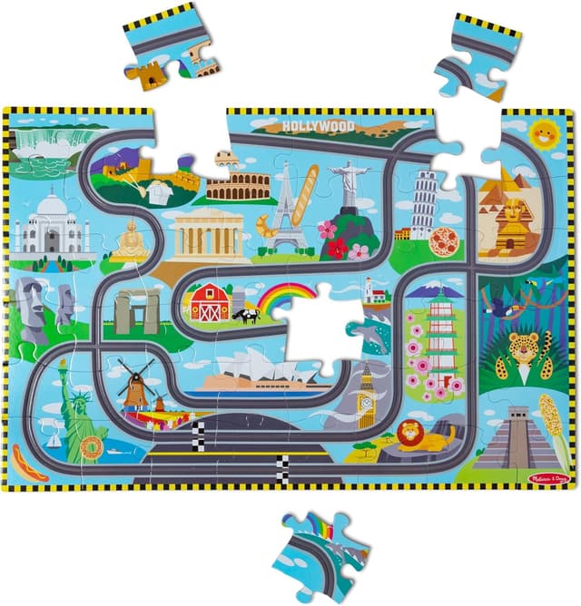 Detalle 2 de Melissa & Doug Bodenpuzzle Autorennen ab 3