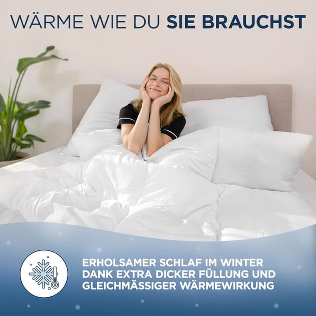 Detalle de Samthus Premium Winterdecke 155x220 cm – Oeko-Tex & Dermatest zertifizierte Bettdecke aus 100% Baumwolle