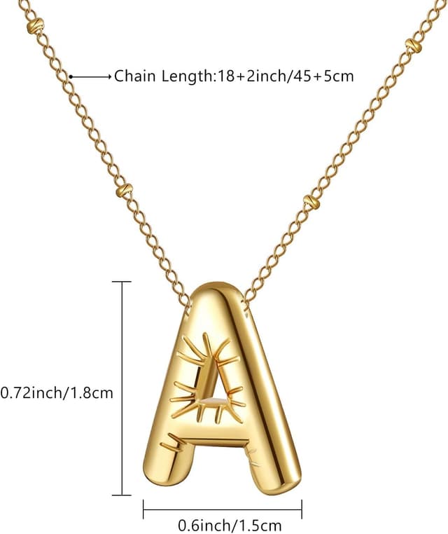 Detalle de AFSTALR Bubble Buchstaben Kette mit Initial-Anhänger (Gold/Silber, 45+5 cm)