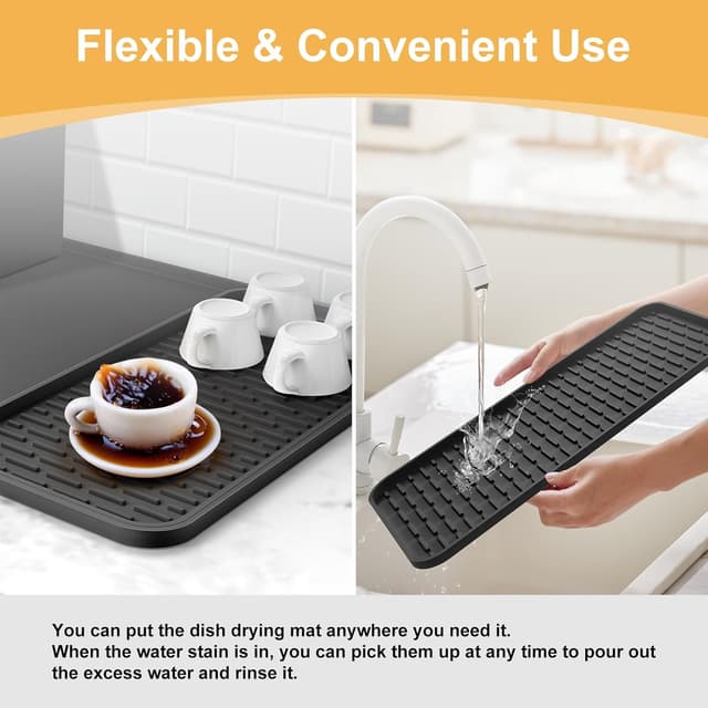 Detalle de Silicone Coffee Mat (24''x16'') with Detachable Dish Drying Mat