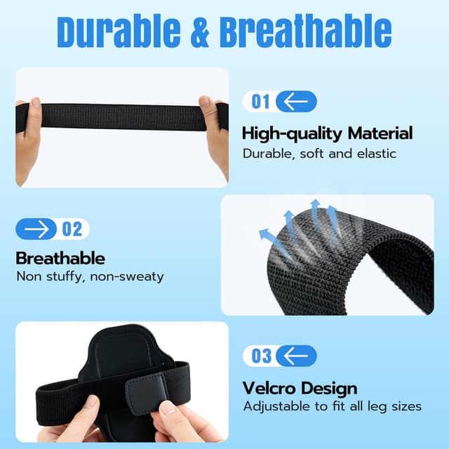 Detalle 2 de Mcbazel Joycon-Beingurt für Nintendo Switch 2 / Switch – verstellbares elastisches Beinband mit PVC-Halterung, 40/60 cm, Schwarz