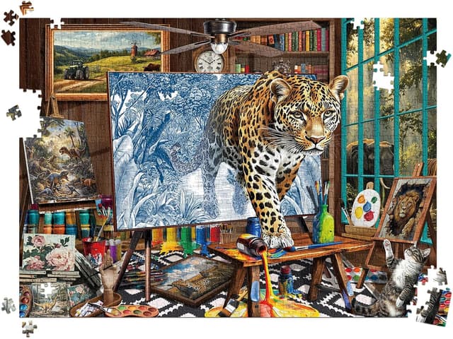 Detalle 2 de Puzzle mit 1000 Teilen „Mighty Leopard“ (Studio-Szene) – Erwachsene & Familien