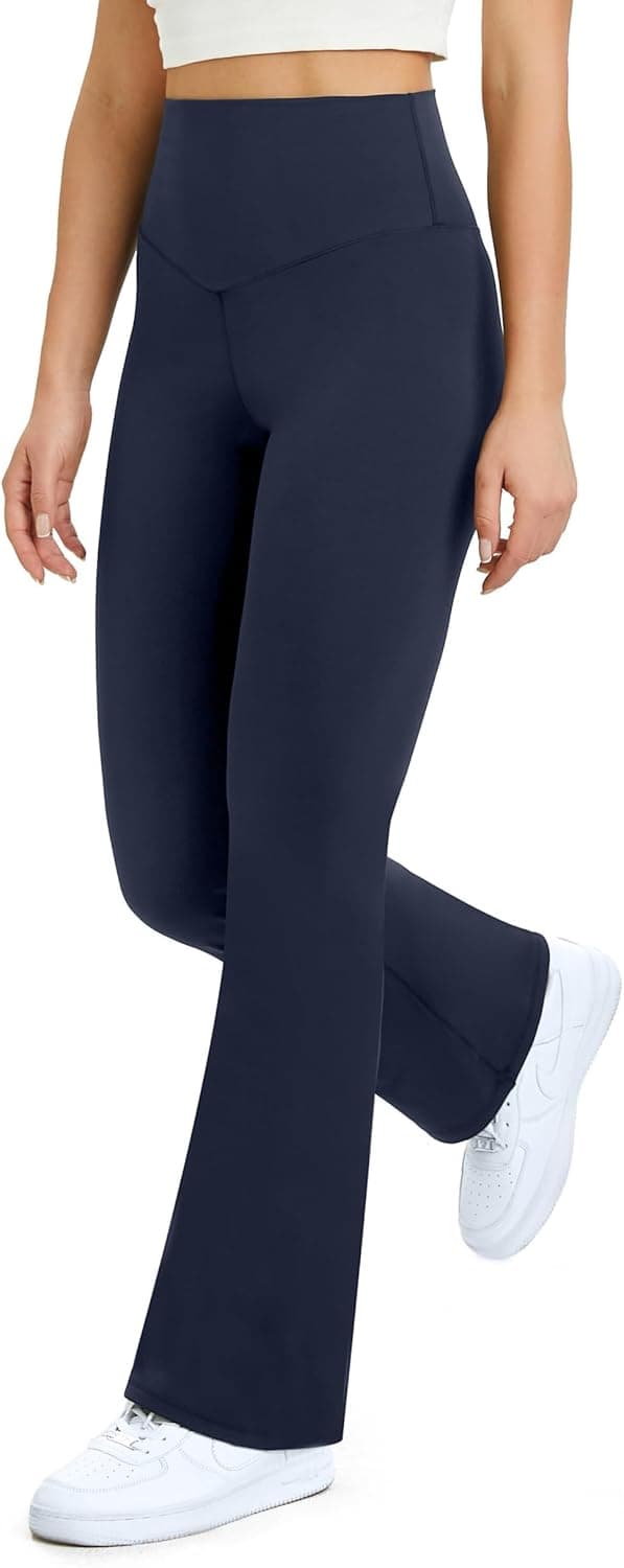 Detalle de Glacspyg leggings de yoga flare taille haute pour femme, contrôle abdominal et séchage rapide