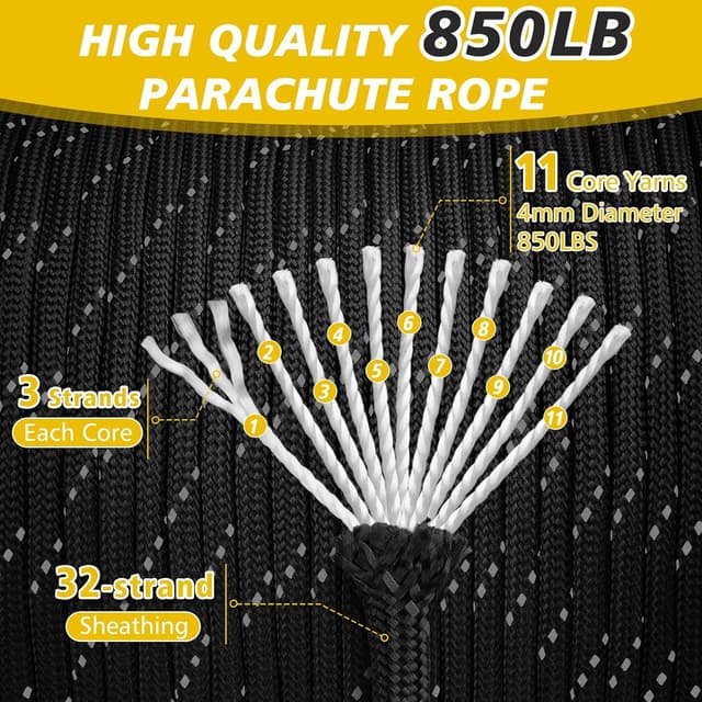 Thumbnail 1 de Thadavo Reflective Paracord Rope 100 ft