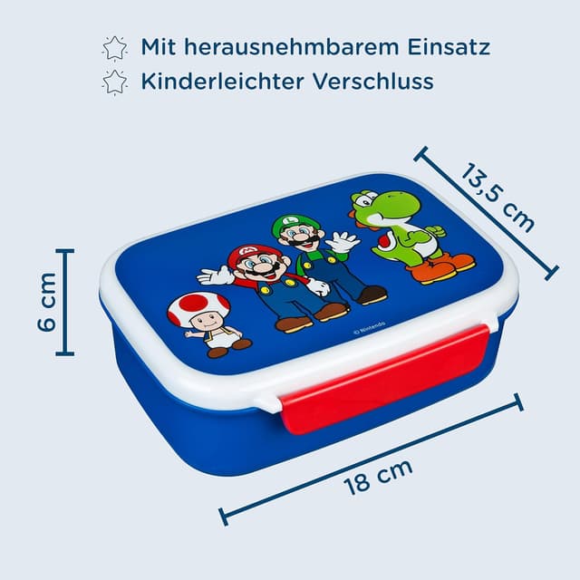 Detalle de Scooli Set stoviglie per bambini Super Mario (set pranzo + borraccia) in plastica BPA Free, dai 4 anni