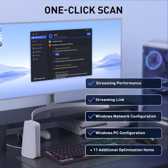 Detalle de PRISMXR PC-VR Streaming Air Link Router (Puppis S1) for Meta Quest 3S/3/2 & Pico 4 with AX1200 Wi‑Fi6 — Wireless stable setup
