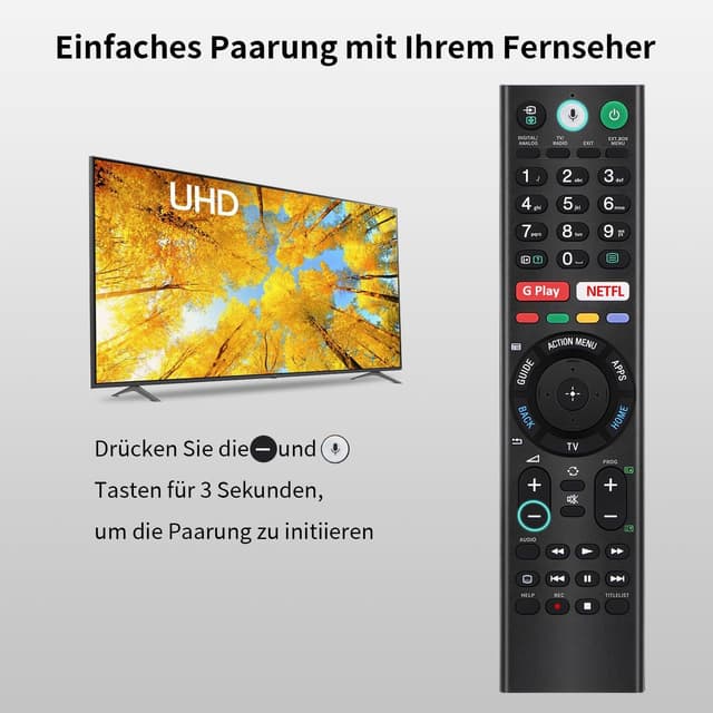 Detalle de Gvirtue RMF-TX310E / RMF-TX220E Sprach-Fernbedienung für Sony Bravia Smart TV (Ersatz mit Mikrofon)