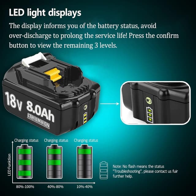 Thumbnail 4 de Hohe Kapazität 18V 8.0Ah Ersatzakku