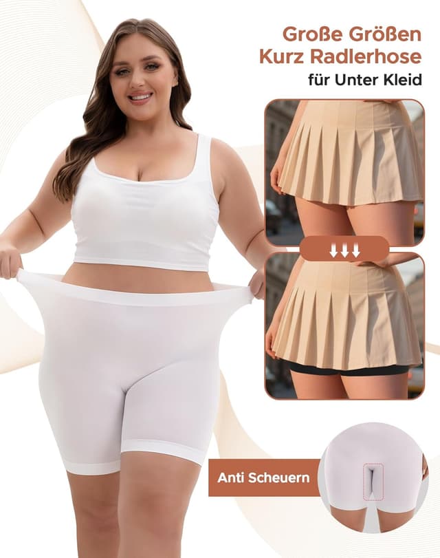 Detalle de Lot de 3 boxers de cyclisme INNERSY pour femme, grandes tailles 44-62, anti-frottement