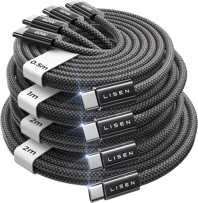 Imagen de LISEN USB‑C to USB‑C Charger Cable 60W 4‑Pack 🔌 en OfertitasTOP