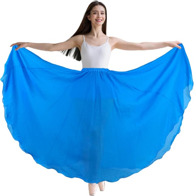 Detalle de Baisdan Jupe Danse Orientale en chiffon fluide pour femme – jupe flamenco 720°
