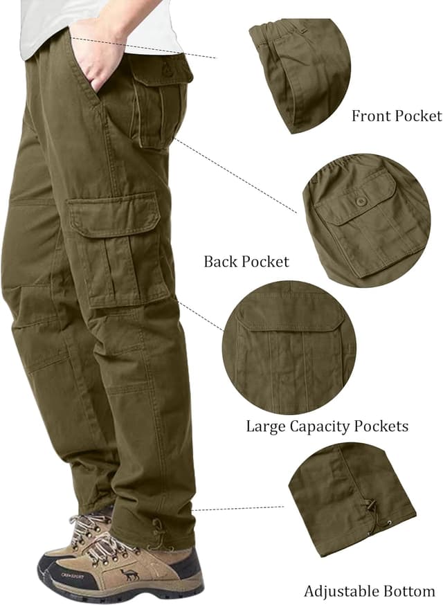 Detalle 1 de YAOHUOLE men’s cargo trousers: military combat work pants with 6 pockets