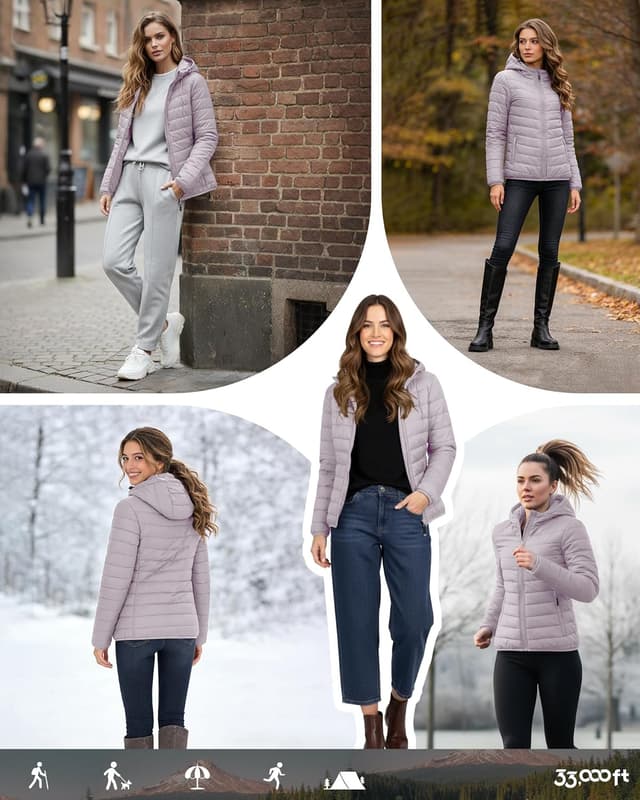 Thumbnail 6 de 33,000ft Damen Leichte Steppjacke Packbar