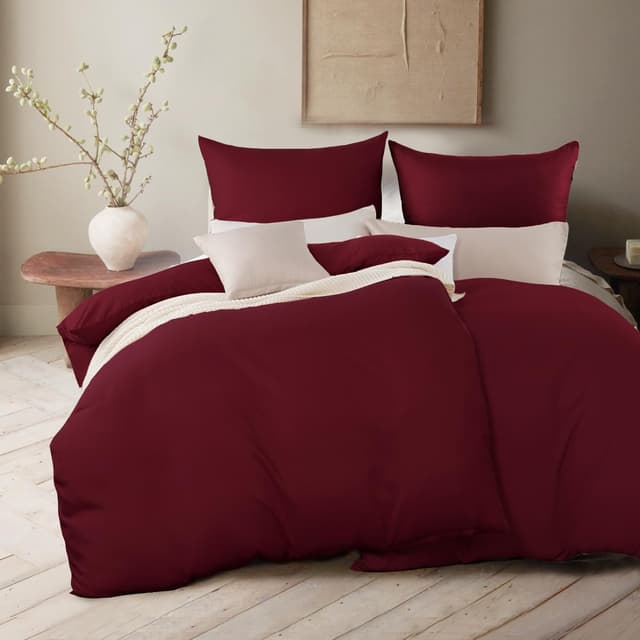 Detalle de Kissenbezug 40x70 2er Set (Rot) aus 100% Mikrofaser – knitterfrei & bügelfrei mit Reißverschluss