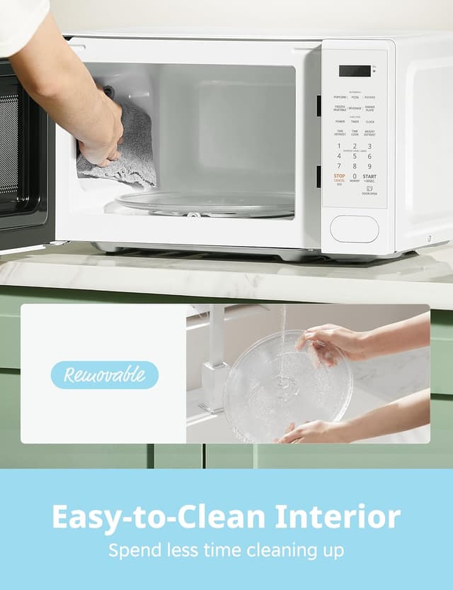 Detalle 2 de COMFEE CMO-C20M1WH Retro Microwave (700W) with 11 Power Levels and Multi-Stage Cooking