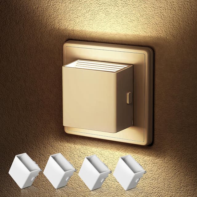 Detalle de Emeritpro Nachtlicht-Steckdose mit Dämmerungssensor (3000K, dimmbar), 4er-Set, 1W