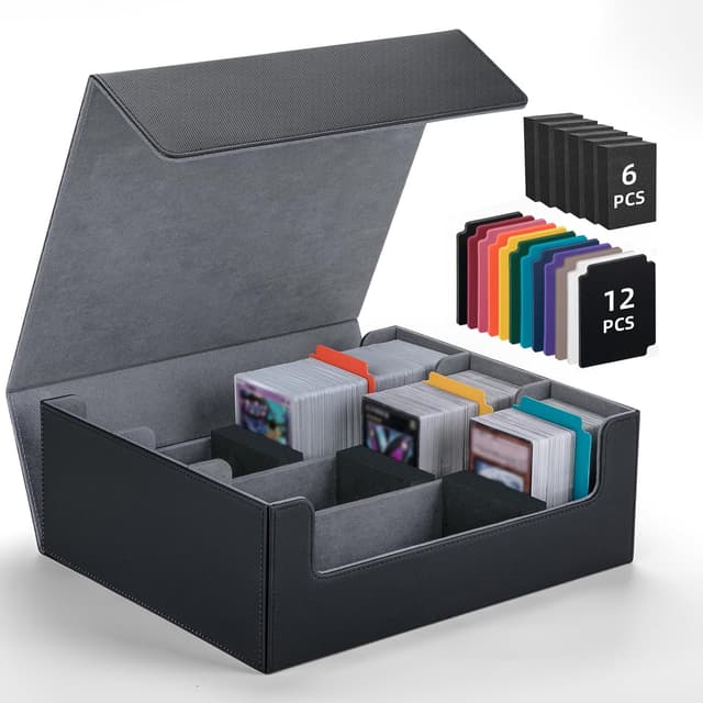 Detalle de Astrell Trading Card Storage Box with 12 Dividers and 6 Foam Stoppers — magnetic closure deck box for 1800+ sleeved cards